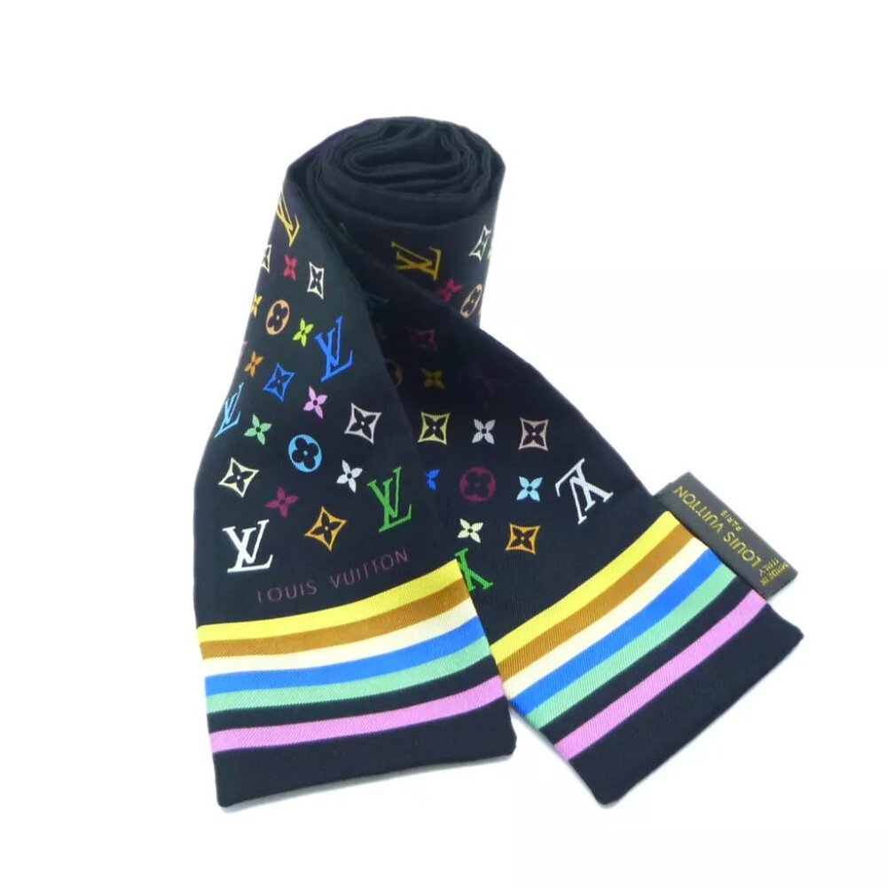 Auth LOUIS VUITTON Bandeau Scarf Monogram Multi-Color M71992 Silk